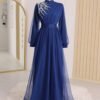 Stunning Turkish Wedding Dress – Elegant Tulle Evening Gown with Stone Detail & Belted Waist - Image 8