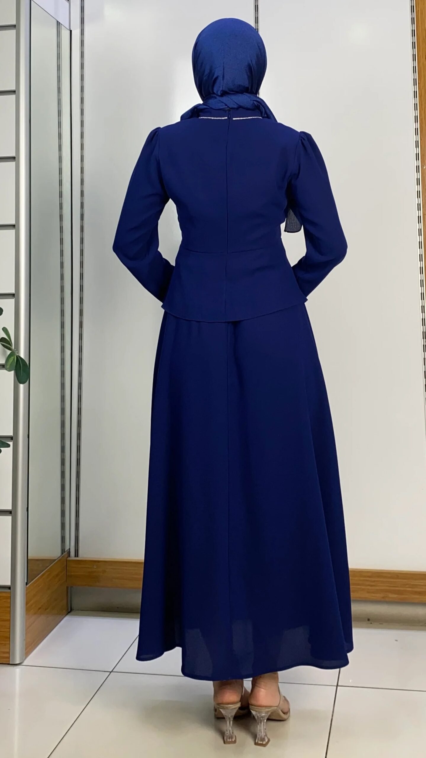 Stunning Skirt Suit Black – Pearl Neck Skirt Suit in Crepe (Red/Navy/Beige) 12 Stunning Skirt Suit Black – Pearl Neck Skirt Suit in Crepe (Red/Navy/Beige) - Image 12