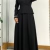 Stunning Skirt Suit Black – Pearl Neck Skirt Suit in Crepe (Red/Navy/Beige) 15 Stunning Skirt Suit Black – Pearl Neck Skirt Suit in Crepe (Red/Navy/Beige) - Image 4