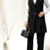 Stunning Trouser Suit for Women ,Shirt Suit with Side Slits and Stones - Image 5