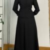 Stunning Skirt Suit Black – Pearl Neck Skirt Suit in Crepe (Red/Navy/Beige) 22 Stunning Skirt Suit Black – Pearl Neck Skirt Suit in Crepe (Red/Navy/Beige) - Image 11