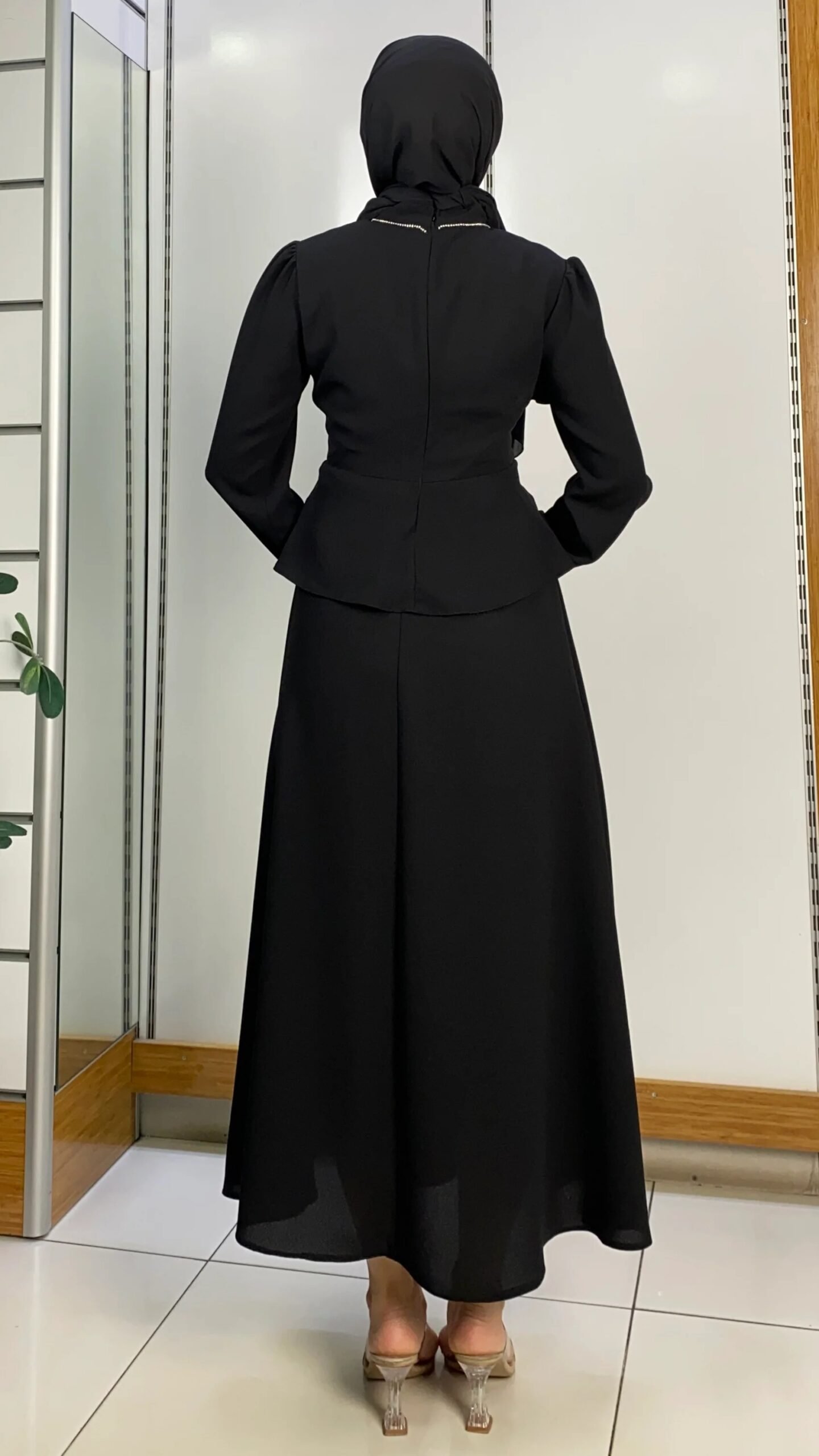 Stunning Skirt Suit Black – Pearl Neck Skirt Suit in Crepe (Red/Navy/Beige) 11 Stunning Skirt Suit Black – Pearl Neck Skirt Suit in Crepe (Red/Navy/Beige) - Image 11