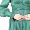 Luxurious Traditional Turkish Dress – Front Button Detailed Gathered Sleeve Evening Dress - Image 4