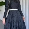 Stunning Turkish Dress – Luxurious Kaftan Style with Belt, Artistic Cold Print & Balloon Skirt - Image 7