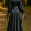 Turkish Evening Dress – Satin with Lace & Belt - Image 2