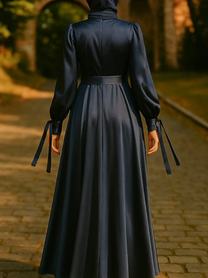 Alternative view of Turkish Evening Dress – Satin with Lace & Belt