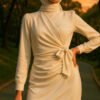 🔥 Stunning Satin Dress with Front Tie – turkish evening dresses istanbul - Image 2