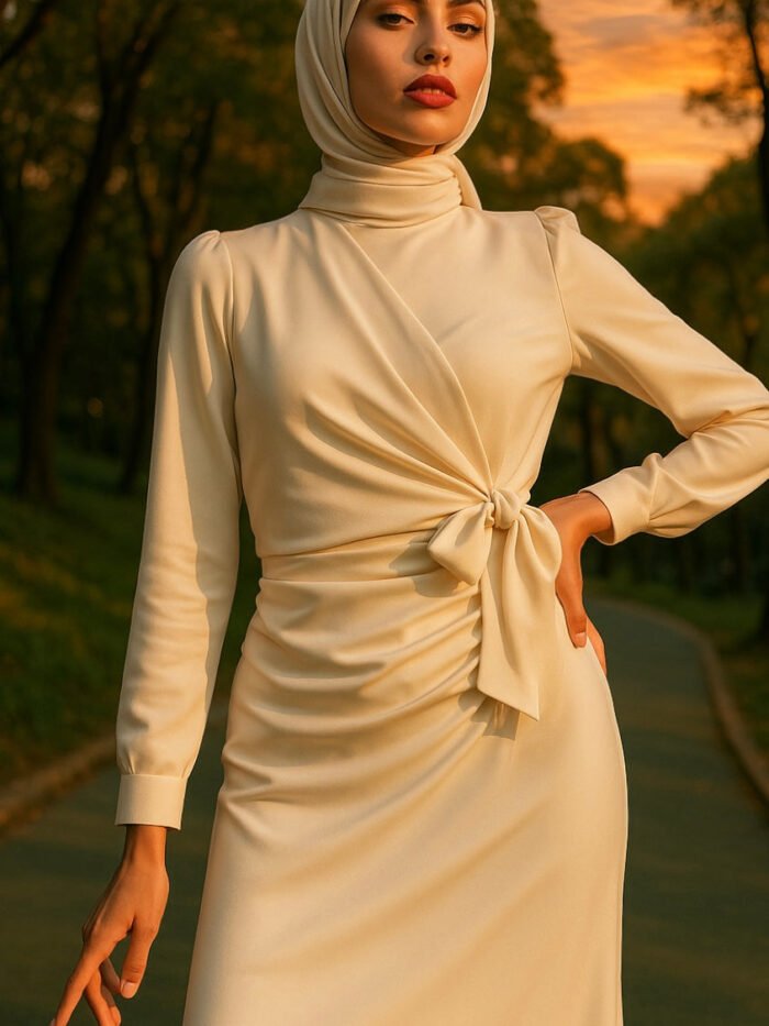 Alternative view of 🔥 Stunning Satin Dress with Front Tie – turkish evening dresses istanbul