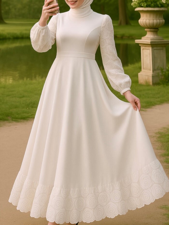 Stunning Rose Embroidered Satin Dress /Turkish Party Dress