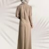 Stunning Satin Evening Dress with Sleeves – Side Stone Pleated Elegance - Image 3