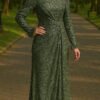 Islamic Gold Wedding Dress – Elegant Fish Model with Tassel Sleeves 13 Islamic Gold Wedding Dress