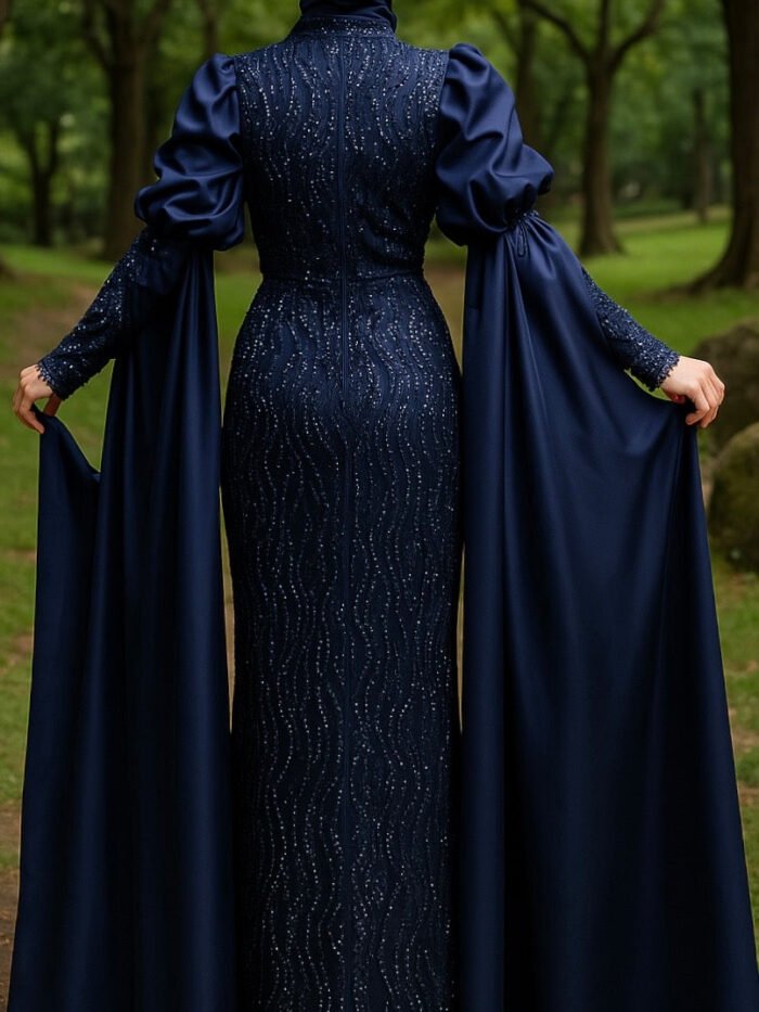 Alternative view of Stunning Dressed as a Bride Islamic Dream Gown. Cape Sleeve Design