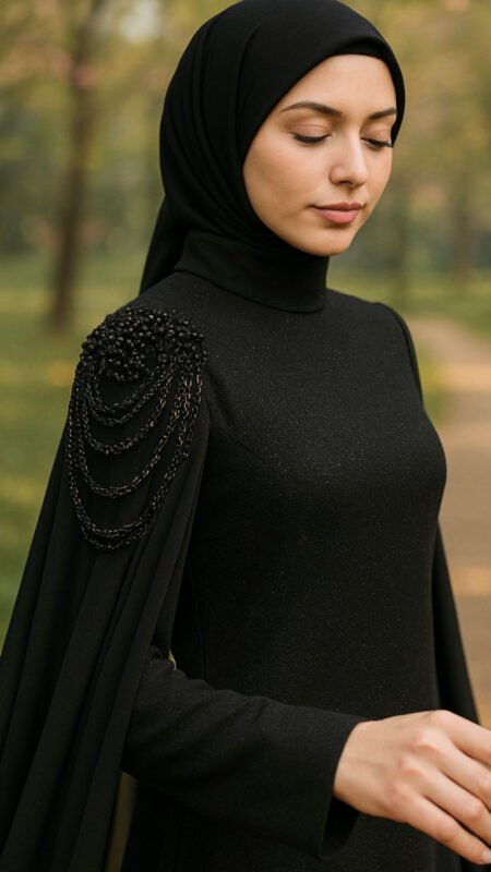 الأناقة مكشوفة: الدليل الشامل لتنسيق فستان العباية السوداء 4 Black Abaya Dress
فستان العباية السوداء