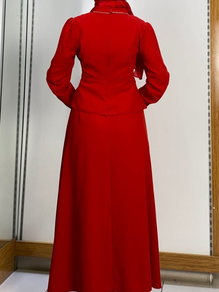Alternative view of Stunning Skirt Suit Black – Pearl Neck Skirt Suit in Crepe (Red/Navy/Beige)
