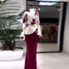 Fashion V-neck Stitching Printed Lace-up Slim Fit Skirt Suit