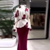 Fashion V-neck Stitching Printed Lace-up Slim Fit Skirt Suit - Image 4