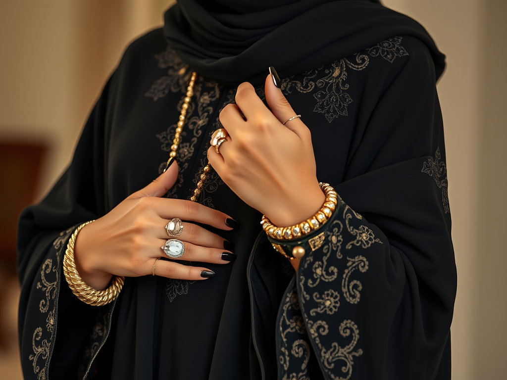 Elegance Unveiled: The Ultimate Guide to Styling Your Black Abaya Dress 5 accessorizing your black abaya jewelry and more