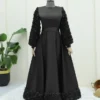 Satin Evening Dress with Rose Detail on Skirt and Sleeves - Image 9