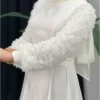 Satin Evening Dress with Rose Detail on Skirt and Sleeves - Image 8