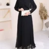 Chiffon Long Evening Dress -Black - Image 3
