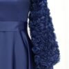 Satin Evening Dress with Rose Detail on Skirt and Sleeves - Image 5