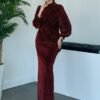 Blue Glitter Evening Dress Claret Red - Image 7