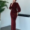 Blue Glitter Evening Dress Claret Red - Image 5