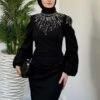 Turkish Wedding Clothes – Şafak Abiye with Stone-Embellished - Image 4