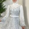 Turkish Clothes for Women – Alina Dress in Glittery Janjan Chiffon - Image 3