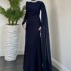 Turkey Fashion for Women – Olara Cape-Overlay Evening Dress - Image 8