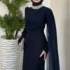 Turkey Fashion for Women – Olara Cape-Overlay Evening Dress - Image 6