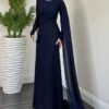 Turkey Fashion for Women – Olara Cape-Overlay Evening Dress - Image 5