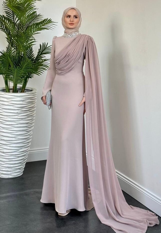 Alternative view of Turkey Fashion for Women – Olara Cape-Overlay Evening Dress