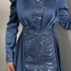 Turkish Clothing Brands – Sequin Satin Cape Dress - Image 10
