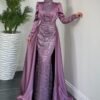 Turkish Clothing Brands – Sequin Satin Cape Dress - Image 7