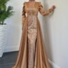 Turkish Clothing Brands – Sequin Satin Cape Dress - Image 6