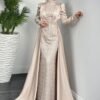 Turkish Clothing Brands – Sequin Satin Cape Dress - Image 3