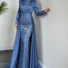 Turkish Clothing Brands – Sequin Satin Cape Dress 16 Turkish Clothing Brands