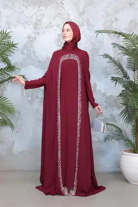 Designer Evening Dress - Burgundy 3 Designer Evening Dress - Burgundy - Image 3