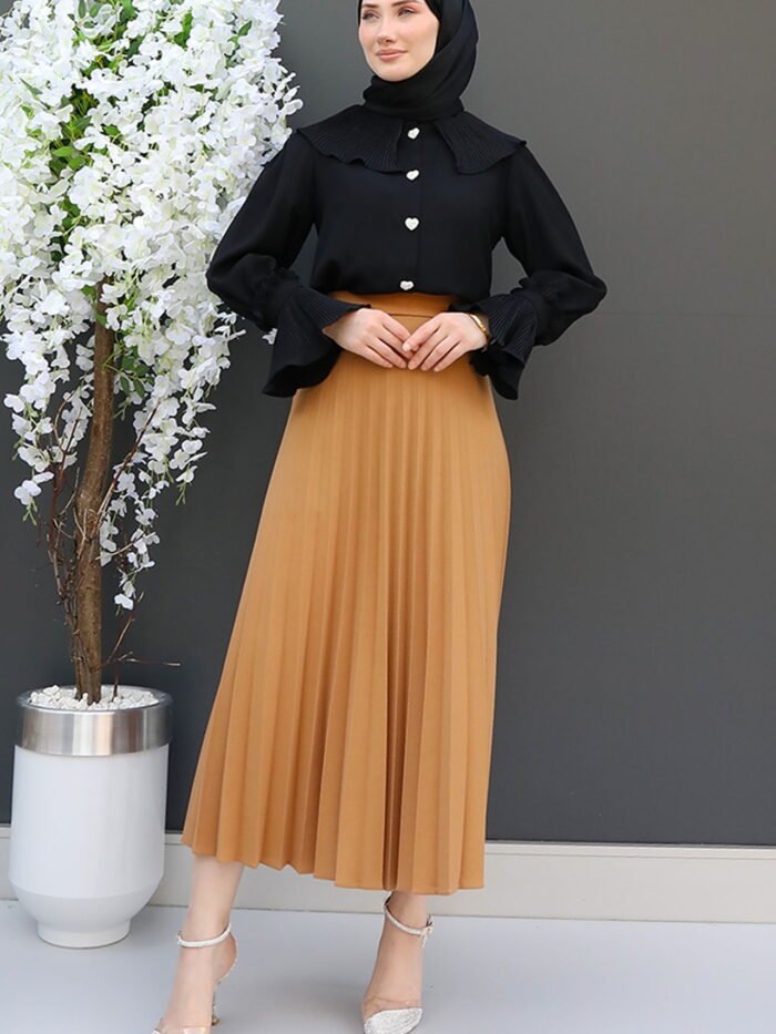 Pleated Skirt Light Brown