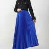 Satin Pleated Skirt in Saxon Blue 8 Satin Pleated Skirt in Saxon Blue - Image 2