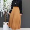 Pleated Skirt Light Brown - Image 3
