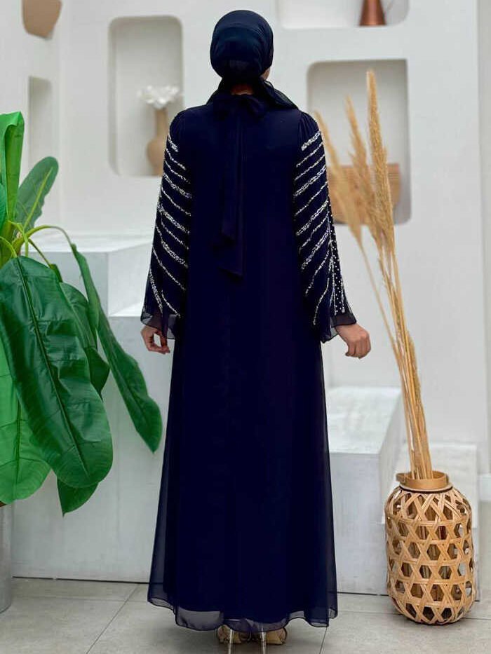 Alternative view of Abaya Dress UK|Chiffon Evening Dress with Tie-Back Neck Detail|3915