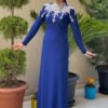 Stone Detailed Evening Dress 3916 Navy Blue - Image 3