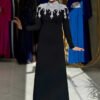 Stone Detailed Evening Dress 3916 Navy Blue - Image 6