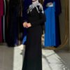 Stone Detailed Evening Dress 3916 Black - Image 2