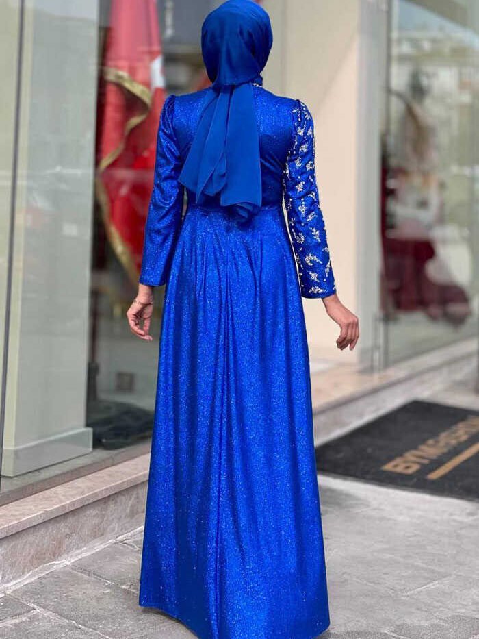 Alternative view of Glittery Stone Detailed Evening Dress 3934 Saks