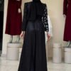 Glittery Stone Detailed Evening Dress 3934 Black - Image 2