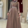 Glittery Stone Detailed Evening Dress 3934 Black - Image 7