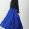 Satin Pleated Skirt in Saxon Blue 10 Satin Pleated Skirt in Saxon Blue - Image 4